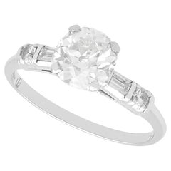 Antiguo anillo de compromiso solitario de platino y diamantes de 1,55 qt circa 1920
