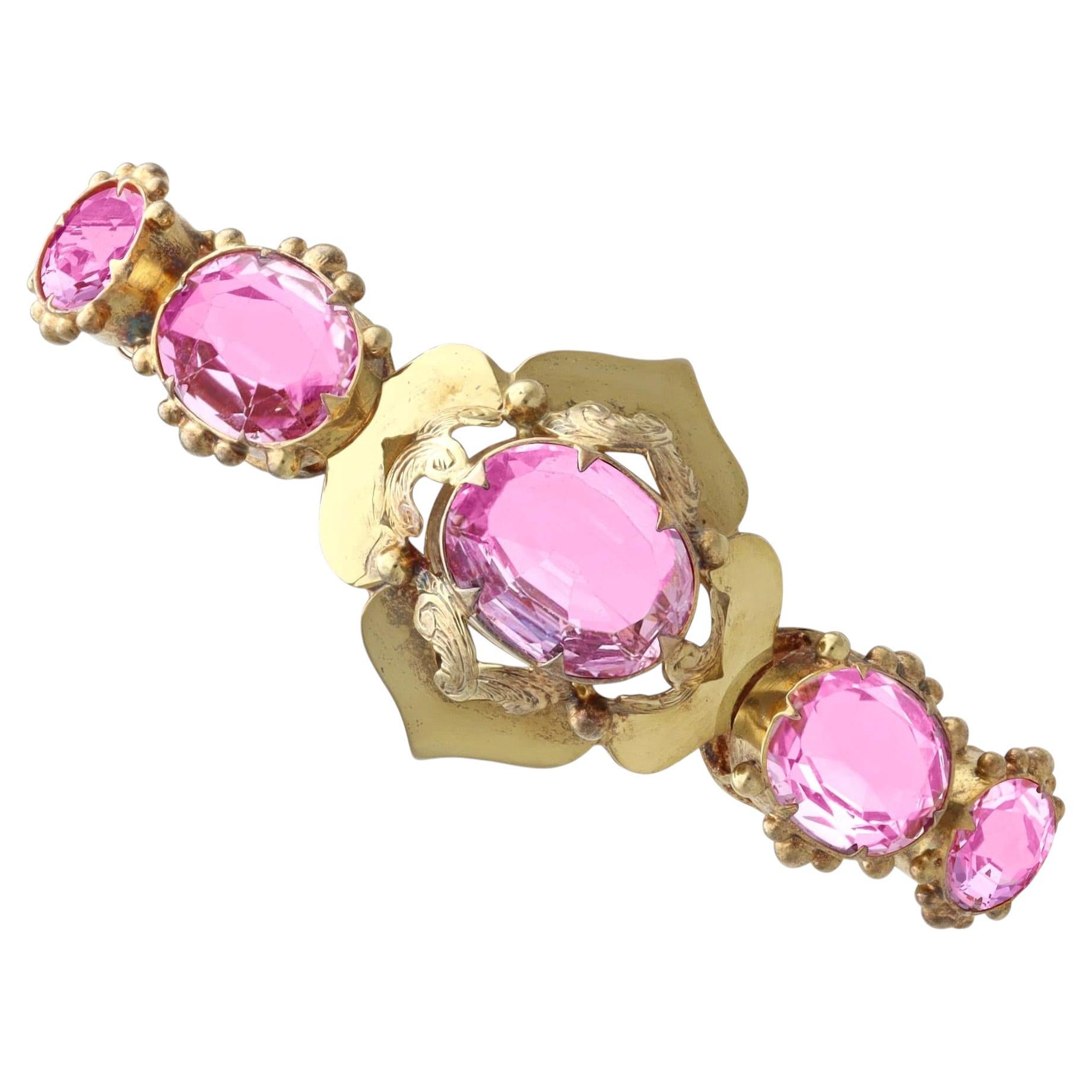 Brazalete antiguo de topacio rosa de 15,60 quilates y oro amarillo de 18 quilates Circa 1900