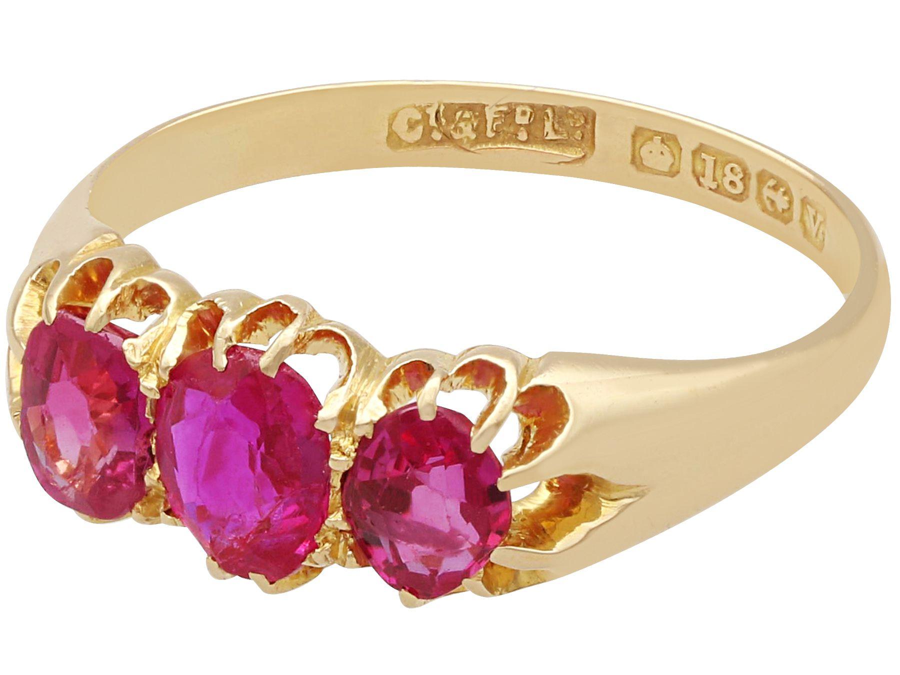 antique 3 stone ruby ring