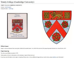 Antique 1575 Trinity College Cambridge Coat of Arms Armorial Crest Side Table