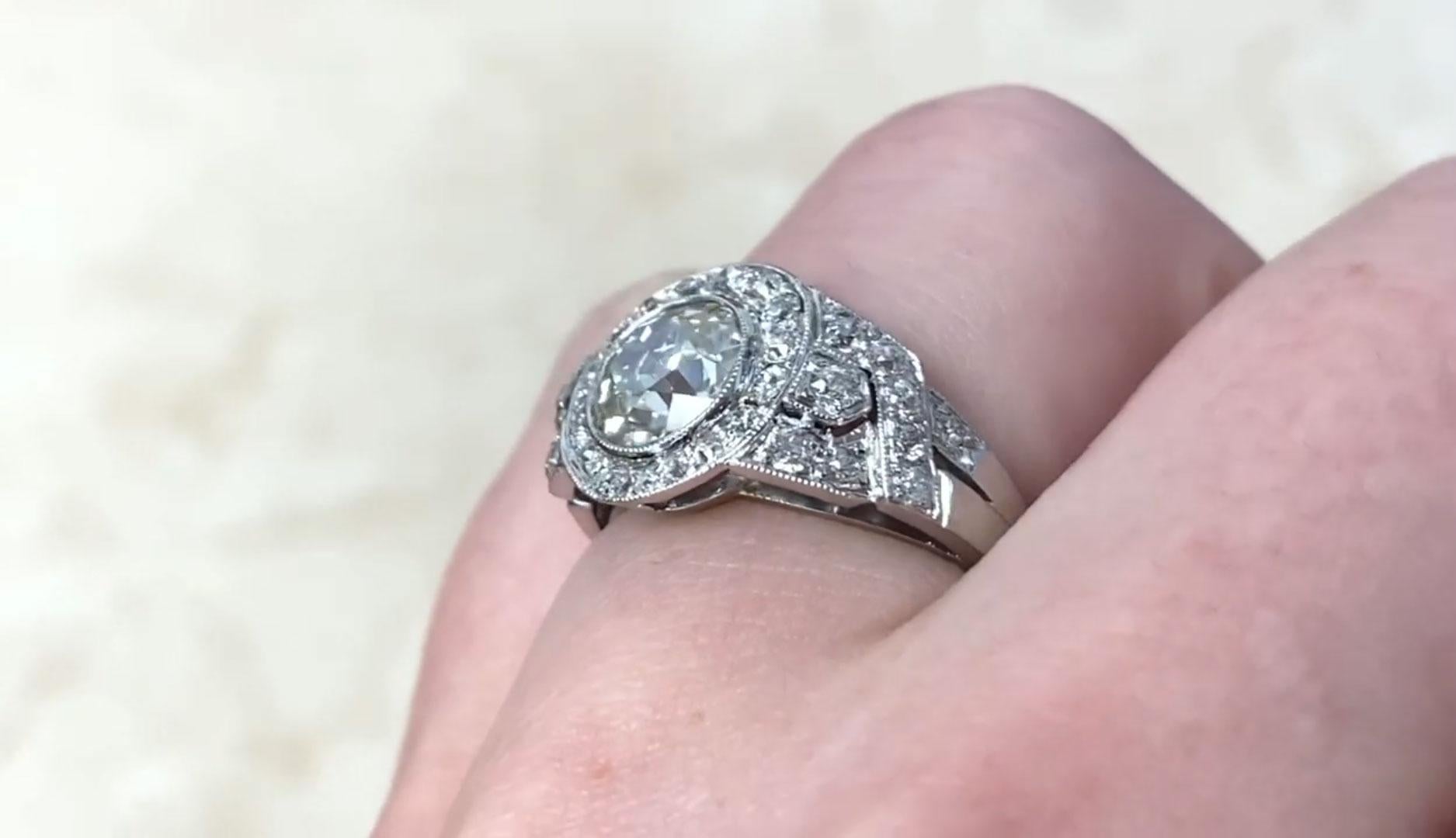 Antique Old European Cut Diamond Engagement Ring (Approx. 1.50-Carats), Platinum In Excellent Condition For Sale In New York, NY