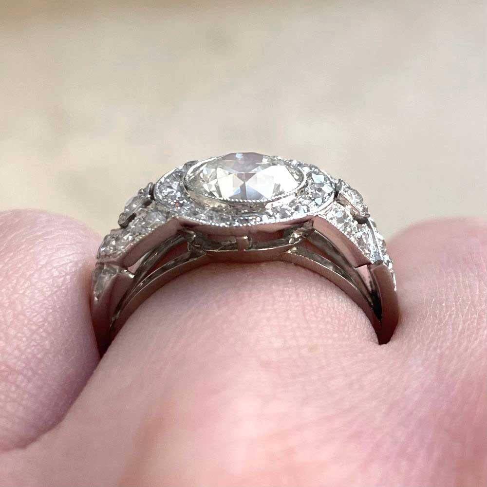 Antique 1.58ct Old European Cut Diamond Engagement Ring, VS1 Clarity, Platinum For Sale 1