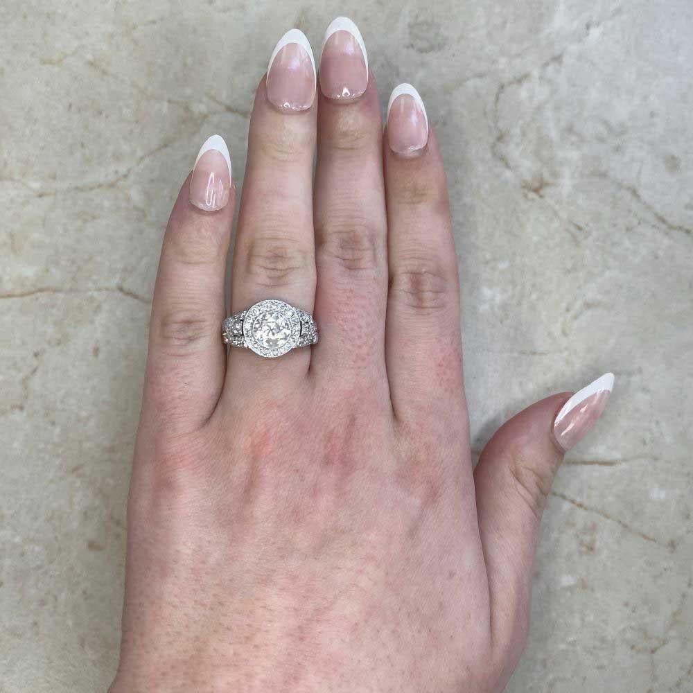 Antique 1.58ct Old European Cut Diamond Engagement Ring, VS1 Clarity, Platinum For Sale 2