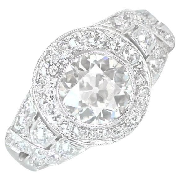 Antique 1.58ct Old European Cut Diamond Engagement Ring, VS1 Clarity, Platinum For Sale