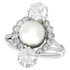 Antique 1.59 Carat Diamond and Pearl White Gold Dress Ring