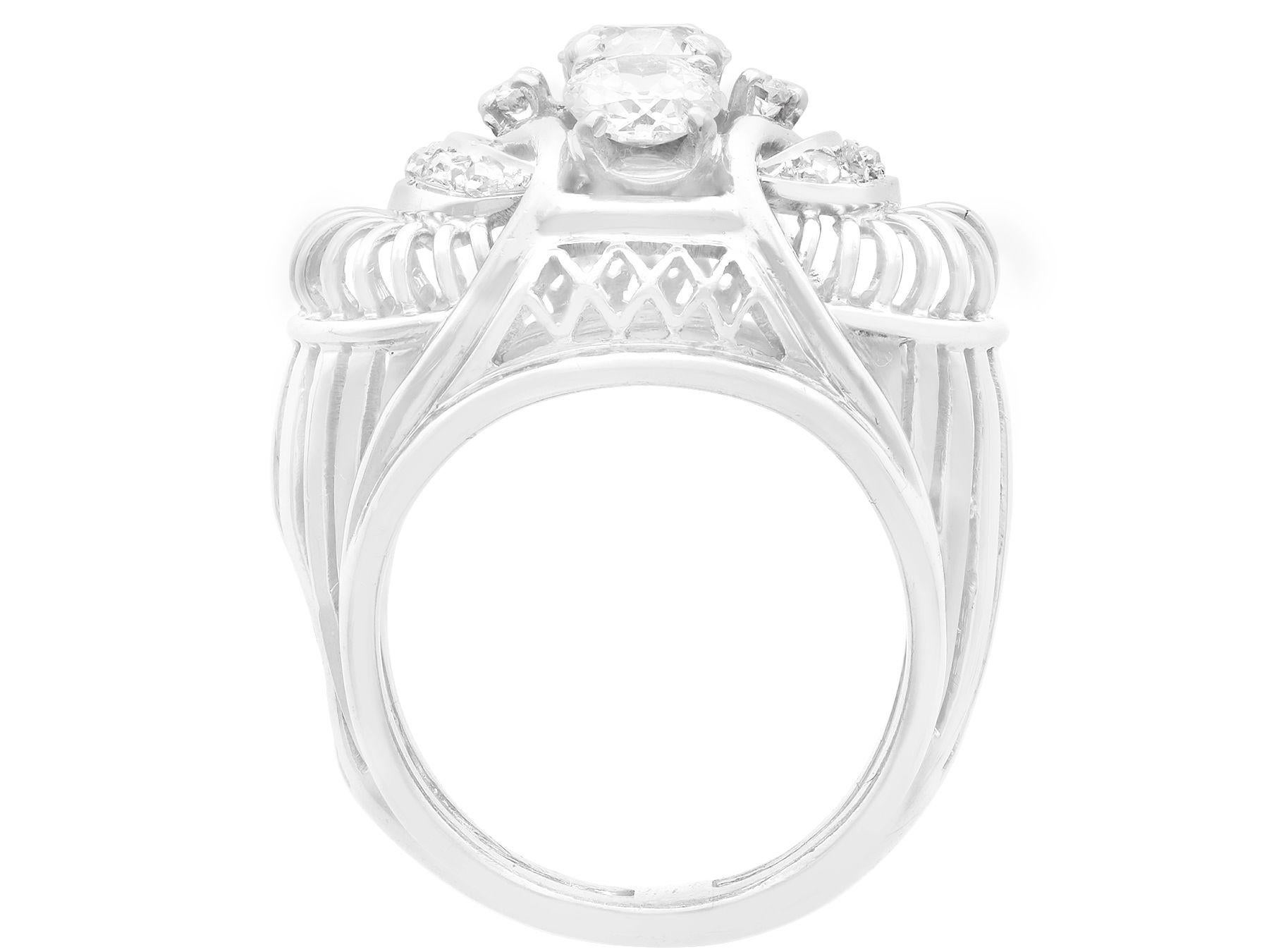 Women's or Men's Antique 1.59ct Diamond and Platinum Dress Ring For Sale
