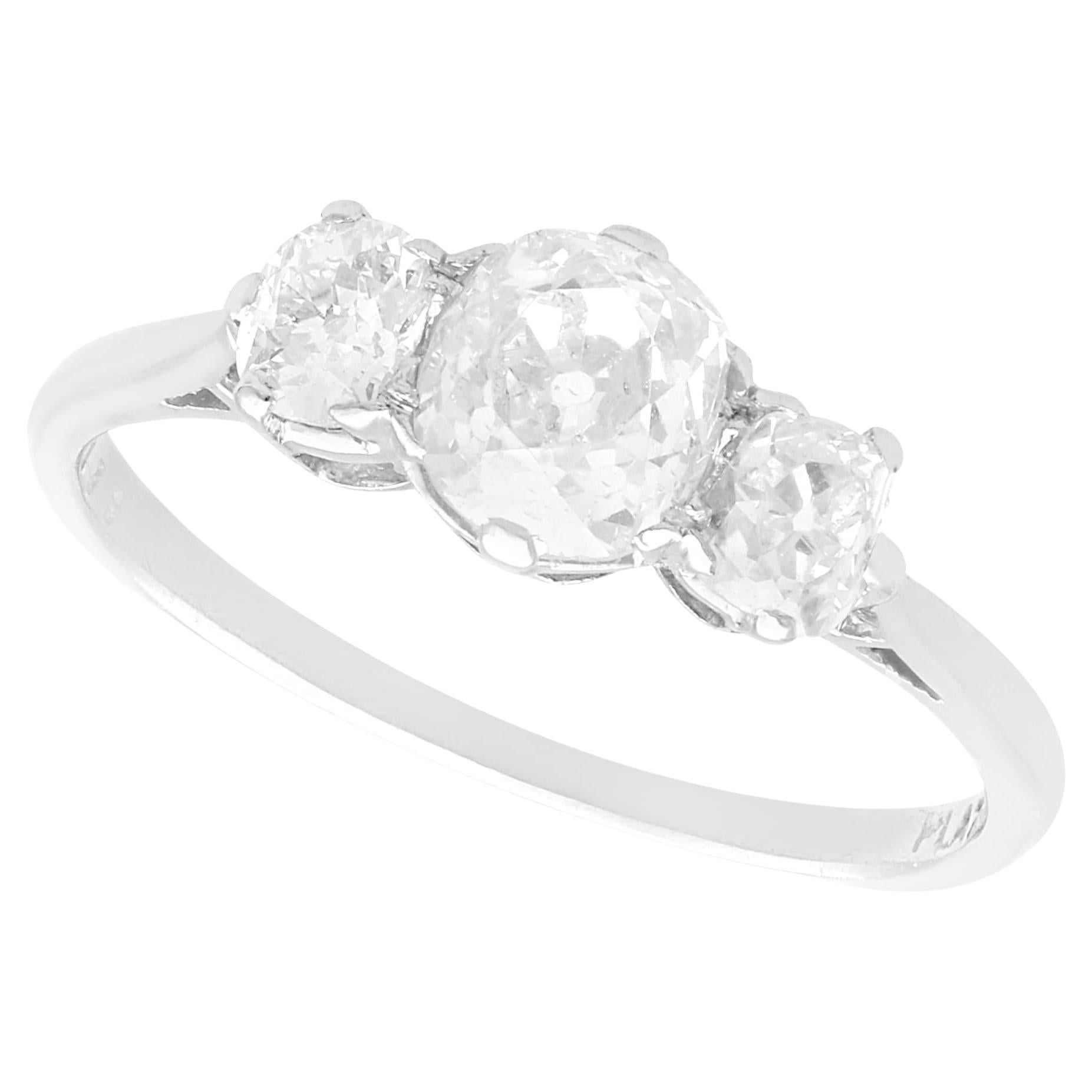 Antique 1.59Ct Diamond and Platinum Three Stone Ring Circa 1935