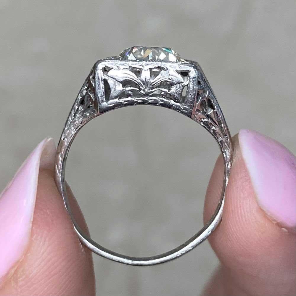 Antique 1.59ct Old European Cut Diamond Engagement Ring, Platinum For Sale 5