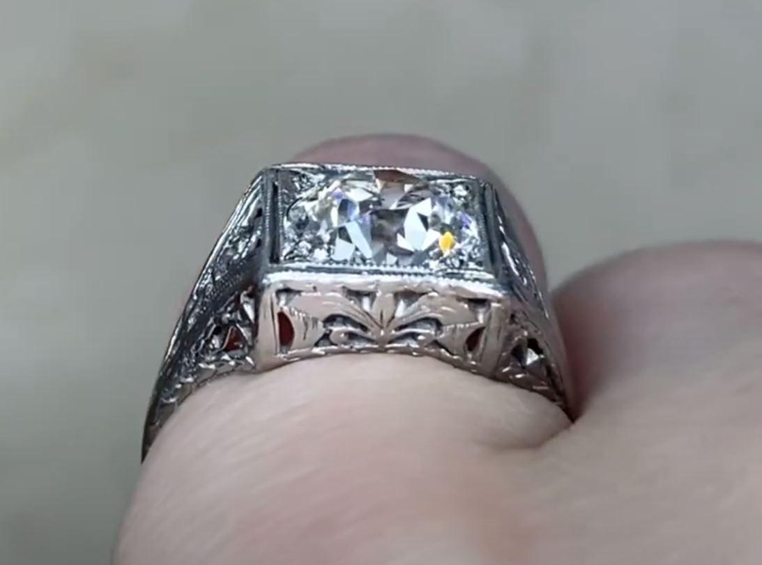 Antique 1.59ct Old European Cut Diamond Engagement Ring, Platinum For Sale 2