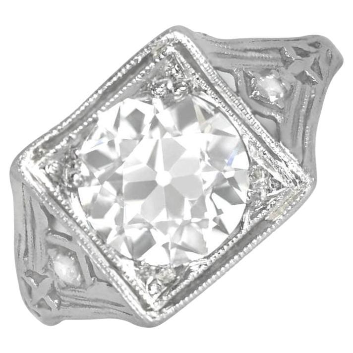 Antique 1.59ct Old European Cut Diamond Engagement Ring, Platinum For Sale