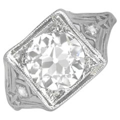 Bague de fiançailles en platine avec un diamant de taille européenne ancienne de 1,59ct