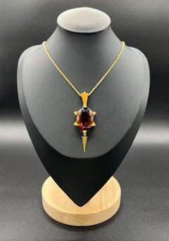 Antique 15ct Gold, 1920s Art Deco Large Citrine Star Shaped Pendant