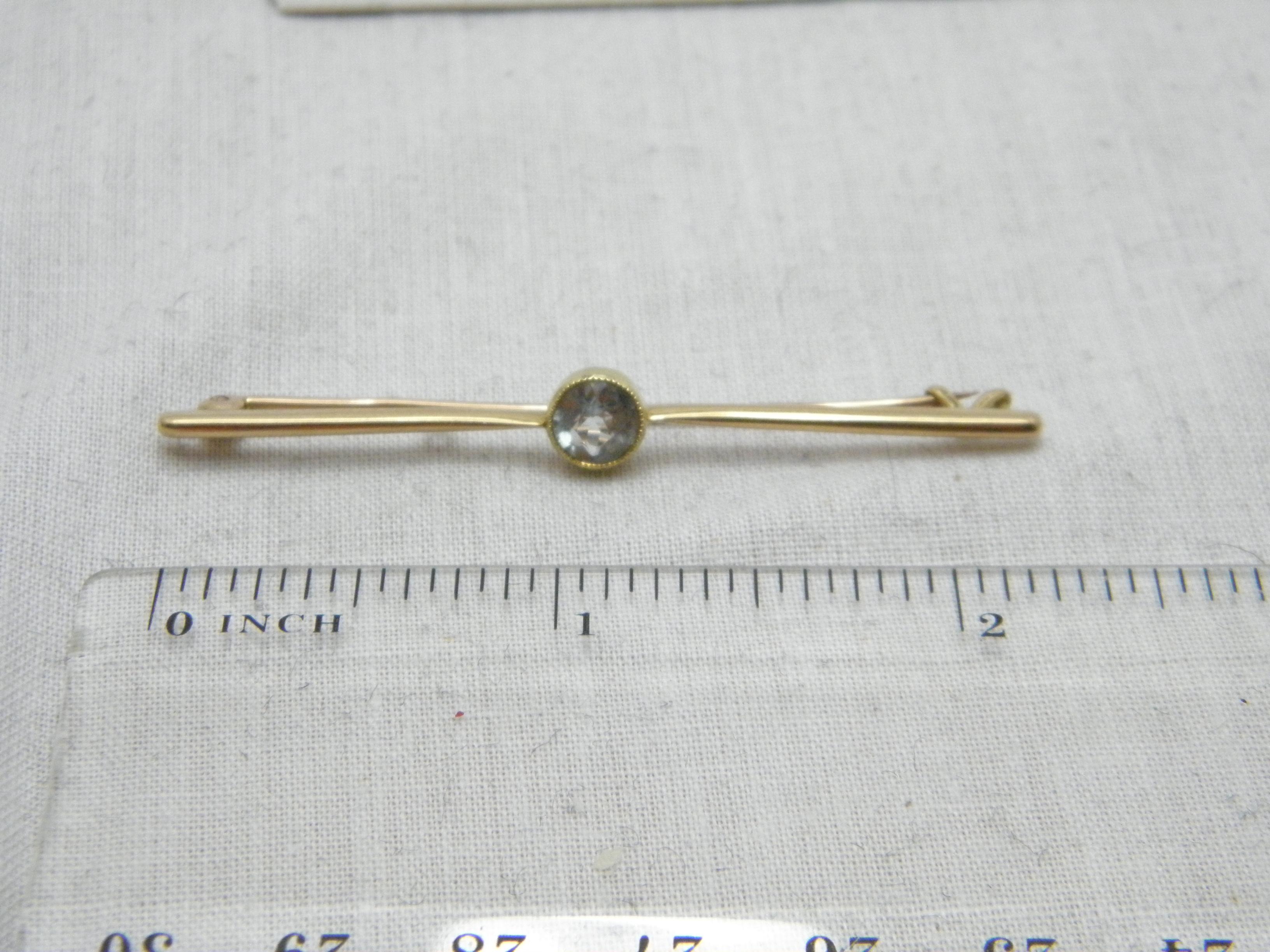 Antique 15ct Gold Aquamarine Solitaire Bar Brooch Pin c1890 625 Purity Heavy For Sale 4