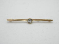 Antique 15ct Gold Aquamarine Solitaire Bar Brooch Pin c1890 625 Purity Heavy
