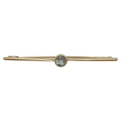 Antique 15ct Gold Aquamarine Solitaire Bar Brooch Pin c1890 625 Purity Heavy