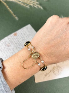 Antique 15ct Gold Art Nouveau Garnet and Seed Pearl Bracelet