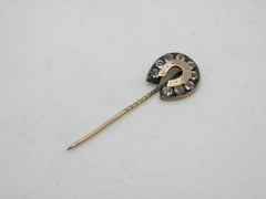 Antique 15ct Gold Diamond Paste Horseshoe Pin Brooch c1840 2.5g 625 Purity