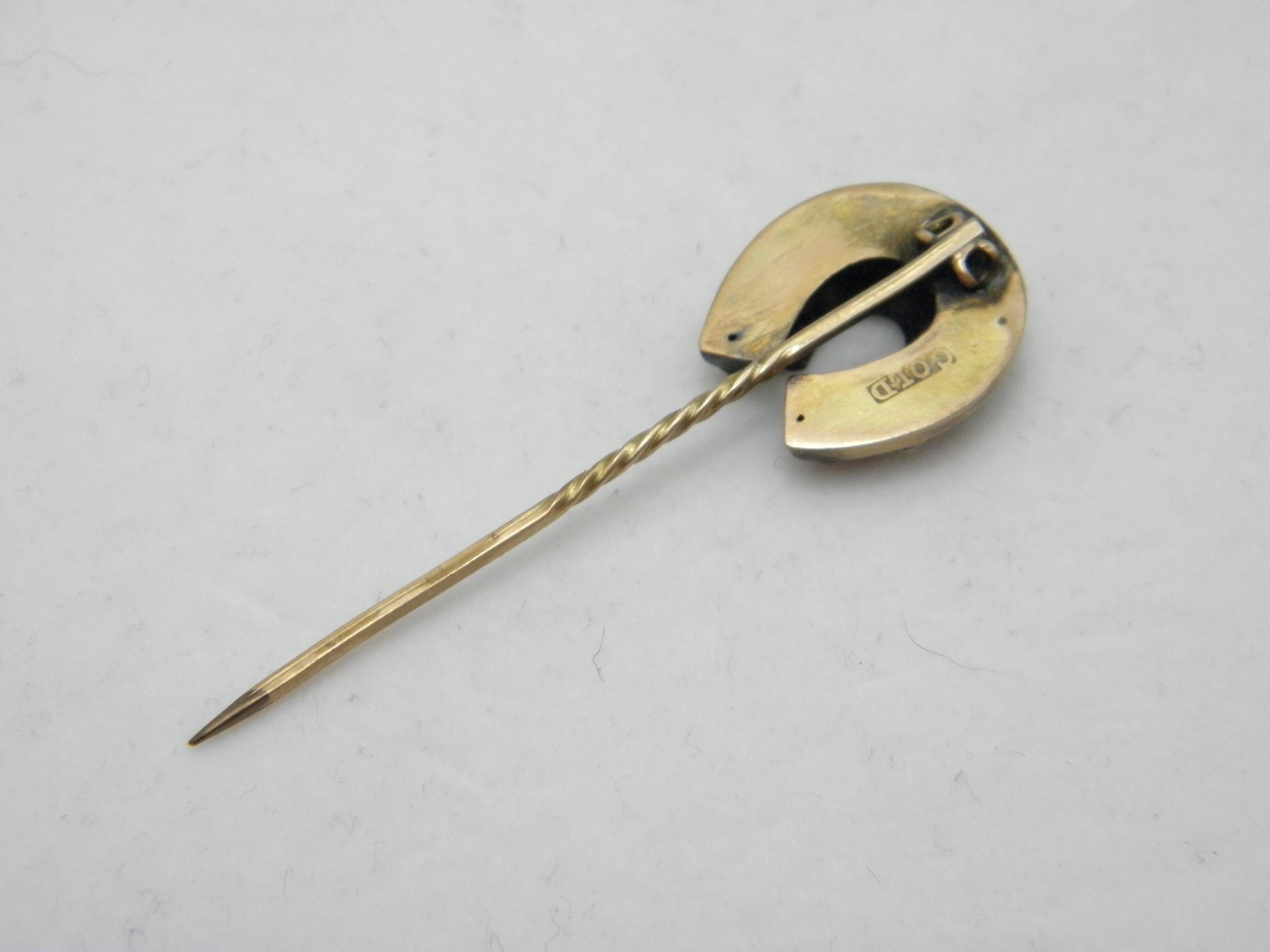 Antique 15ct Gold Diamond Paste Horseshoe Pin Brooch c1840 2.5g 625 Purity For Sale 1