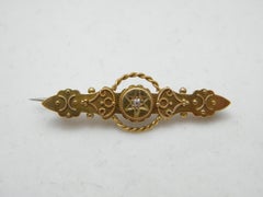 Antique 15ct Gold Diamond Rope Bar Brooch Pin c1860 625 Purity Victorian