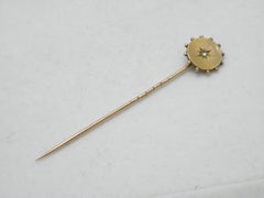 Antique 15ct Gold Diamond Stock Pin Brooch c1850 Heavy 625 Purity Ship's Wheel