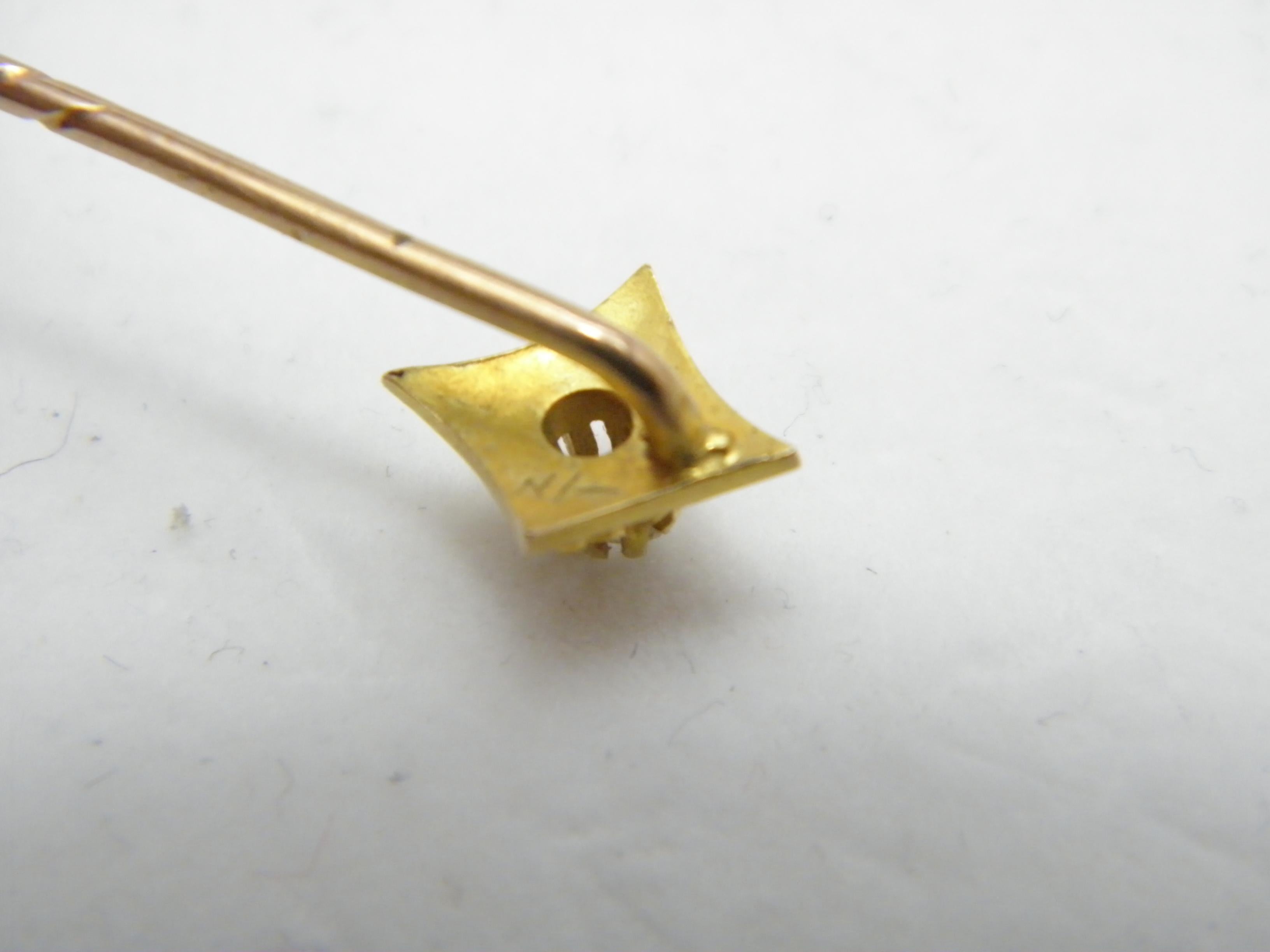 Antique 15ct Gold Diamond Stock Pin Brooch c1860 Heavy 625 Purity Tie Lapel Hat For Sale 4