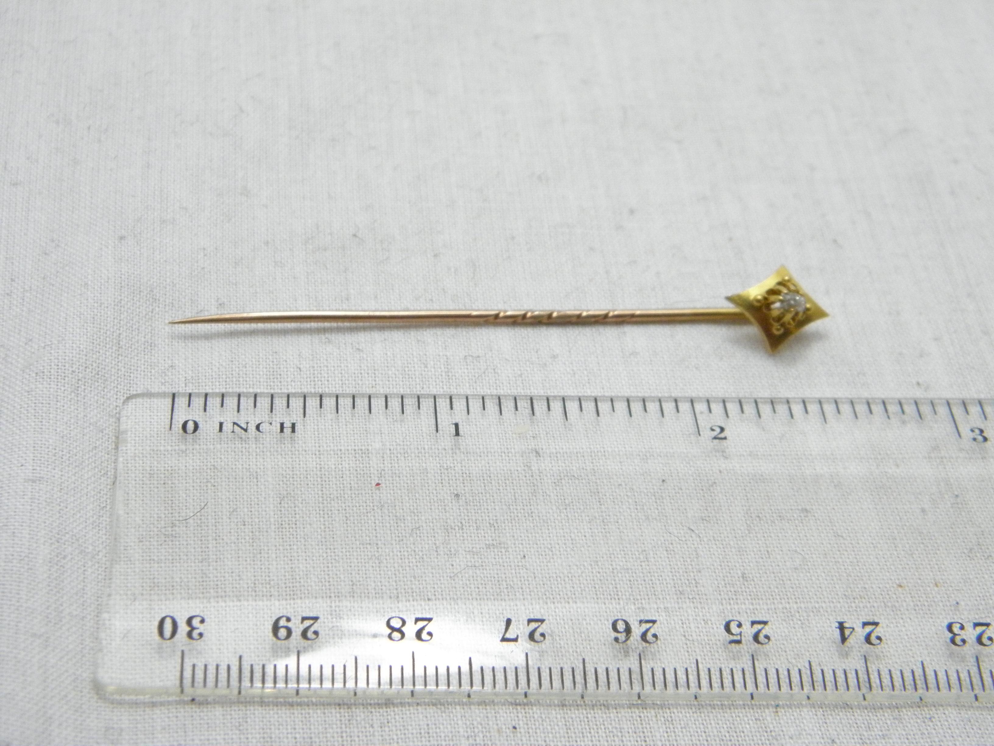If you have landed on this page then you have an eye for beauty.

On offer is this gorgeous

15CT GOLD NATURAL DIAMOND STOCK PIN BROOCH

DETAILS
Material: 15ct (625/000) Solid Heavy Yellow Gold
Style: Victorian classic pin in the stock style with
