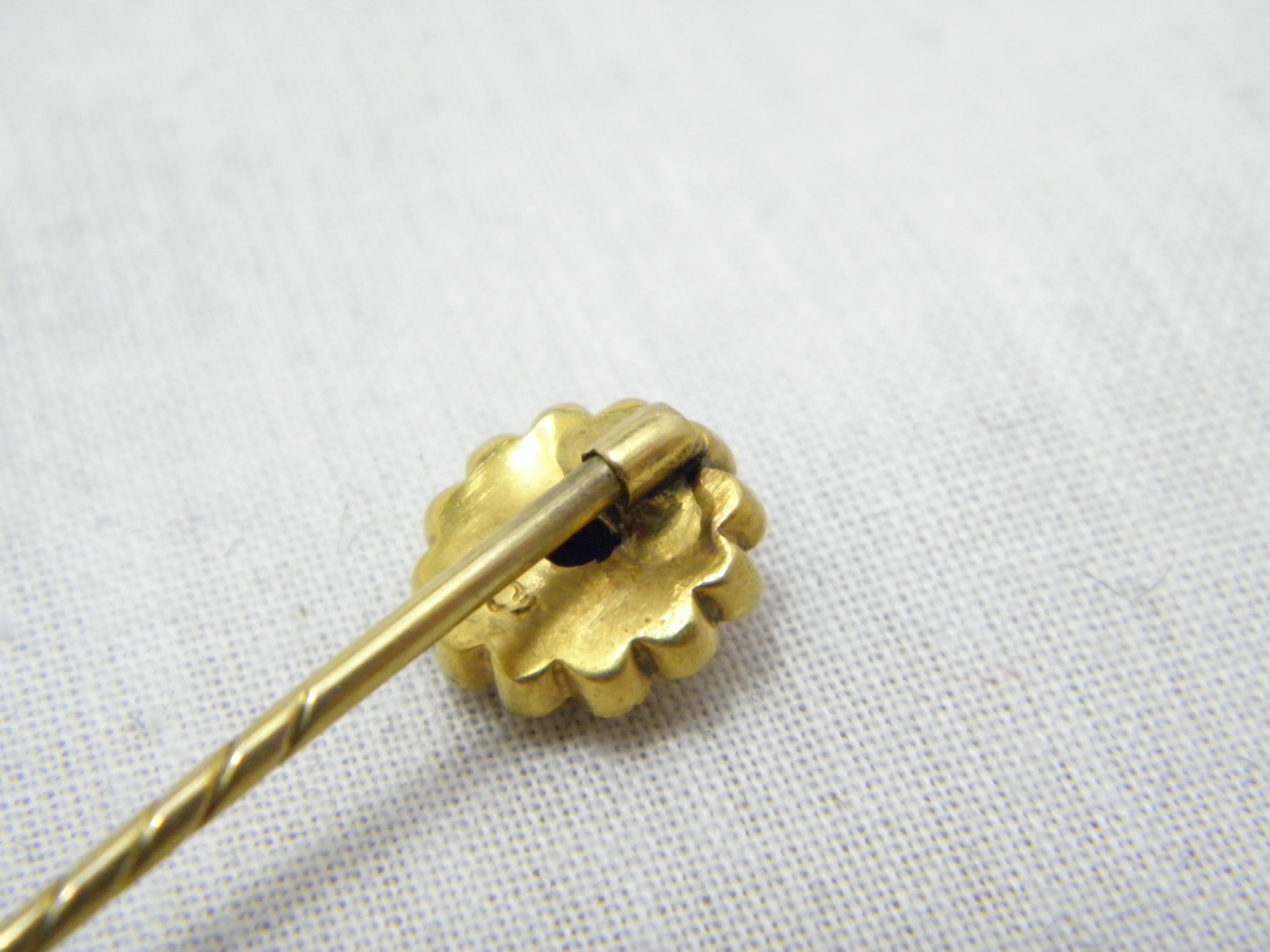 Antique 15ct Gold Diamond Stock Pin Brooch c1880 Heavy 625 Purity Tie Lapel Hat For Sale 1