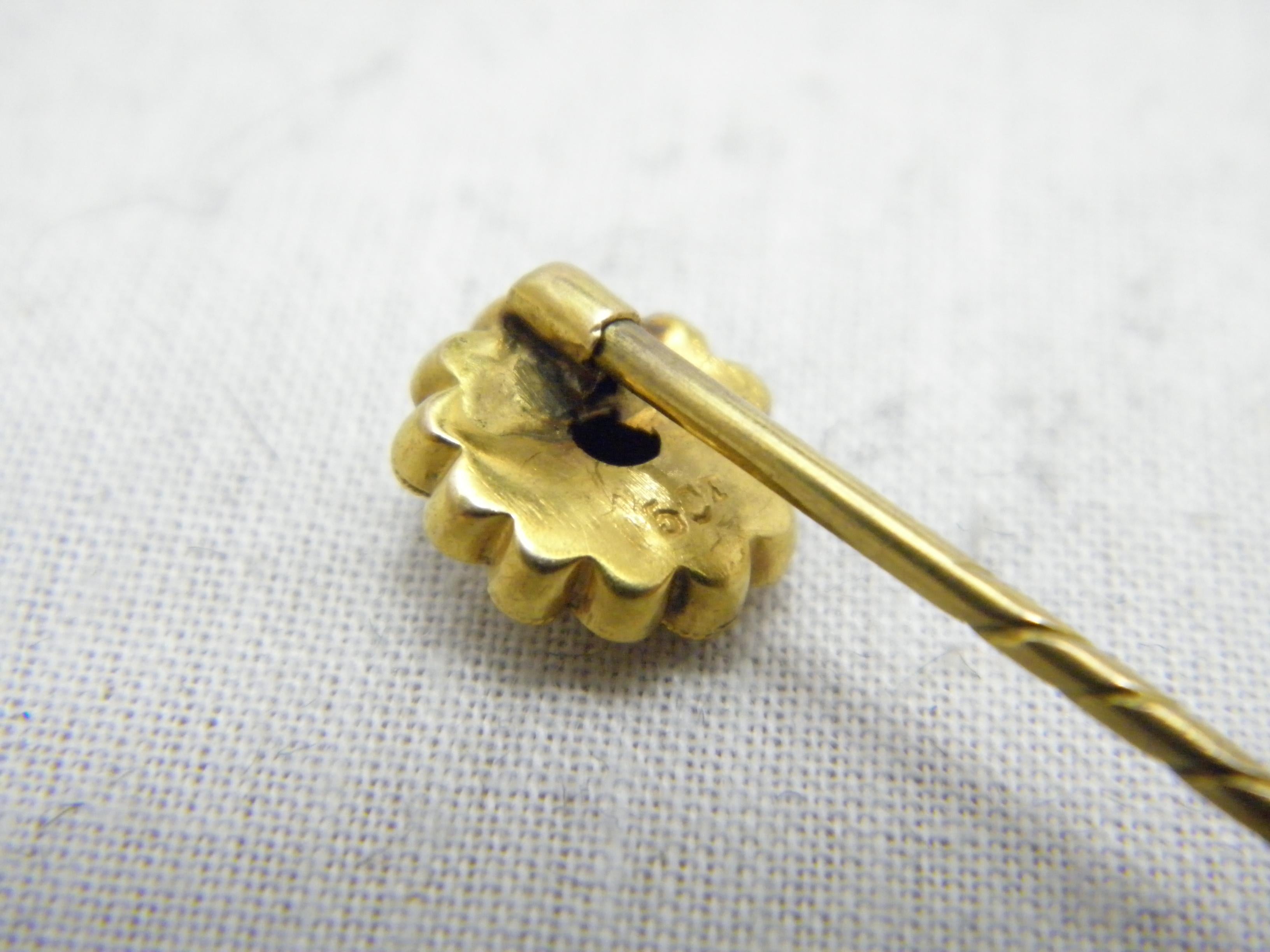 Antique 15ct Gold Diamond Stock Pin Brooch c1880 Heavy 625 Purity Tie Lapel Hat For Sale 3