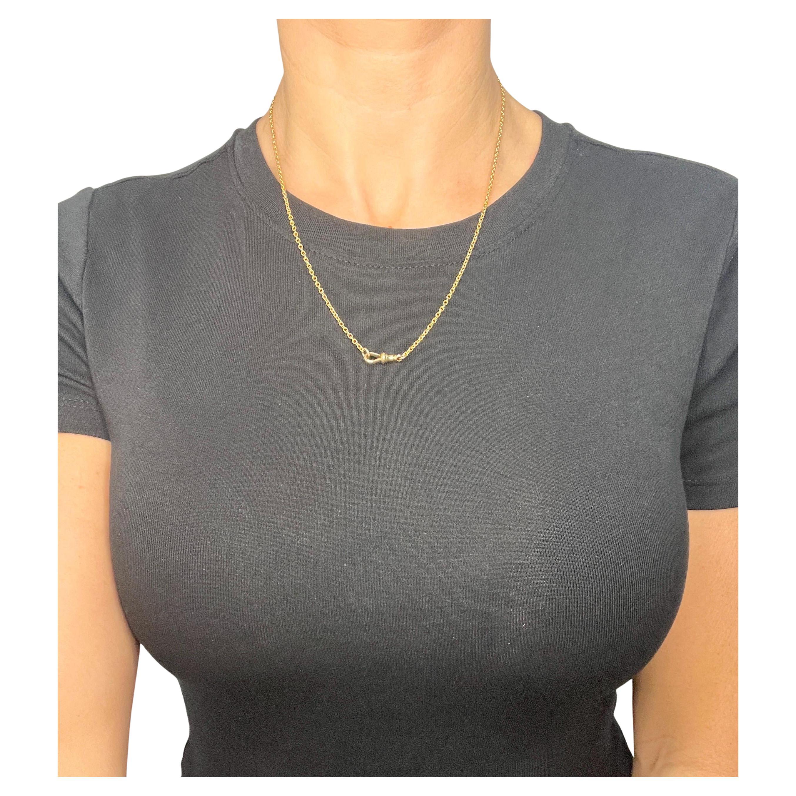 Antique 15ct Gold, Edwardian 20 Inch Trace Link Chain Necklace with Swivel Clasp For Sale