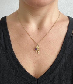Antique 15ct Gold, Edwardian Amethyst & Pearl Fly/Bug Pendant Necklace