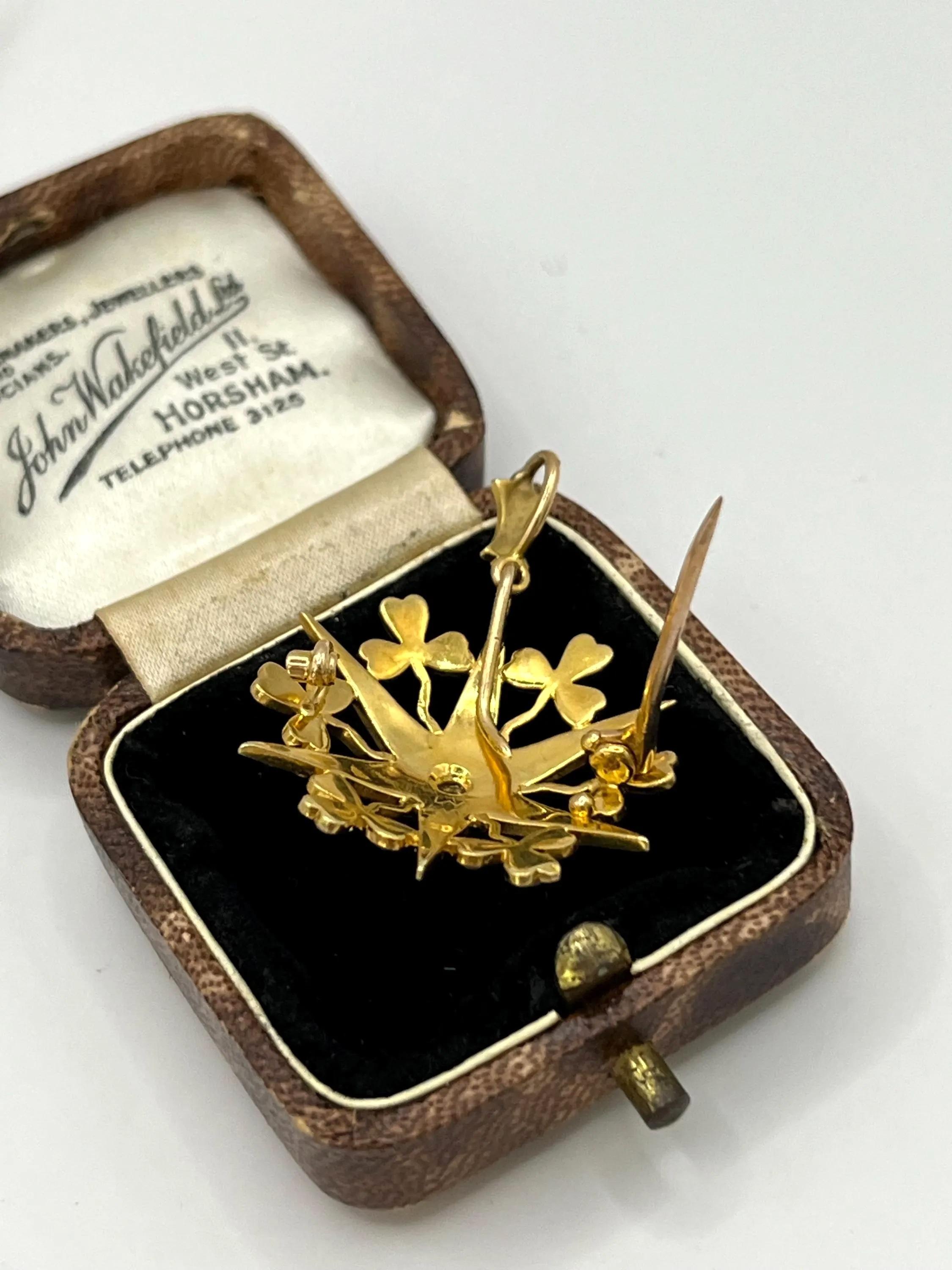 Antico ciondolo a stella con diamanti e perle in oro 15ct di Edwardi, CIRCA 1910 in vendita 4