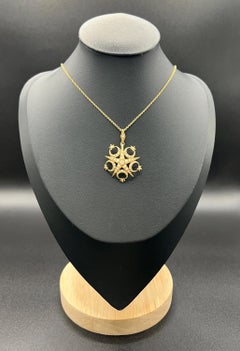 Antique 15ct Gold, Edwardian Diamond & Seed Pearl Crescent Star Brooch/Pendent