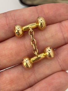Antique 15ct Gold Edwardian Dumbbell Cufflinks, Circa 1880