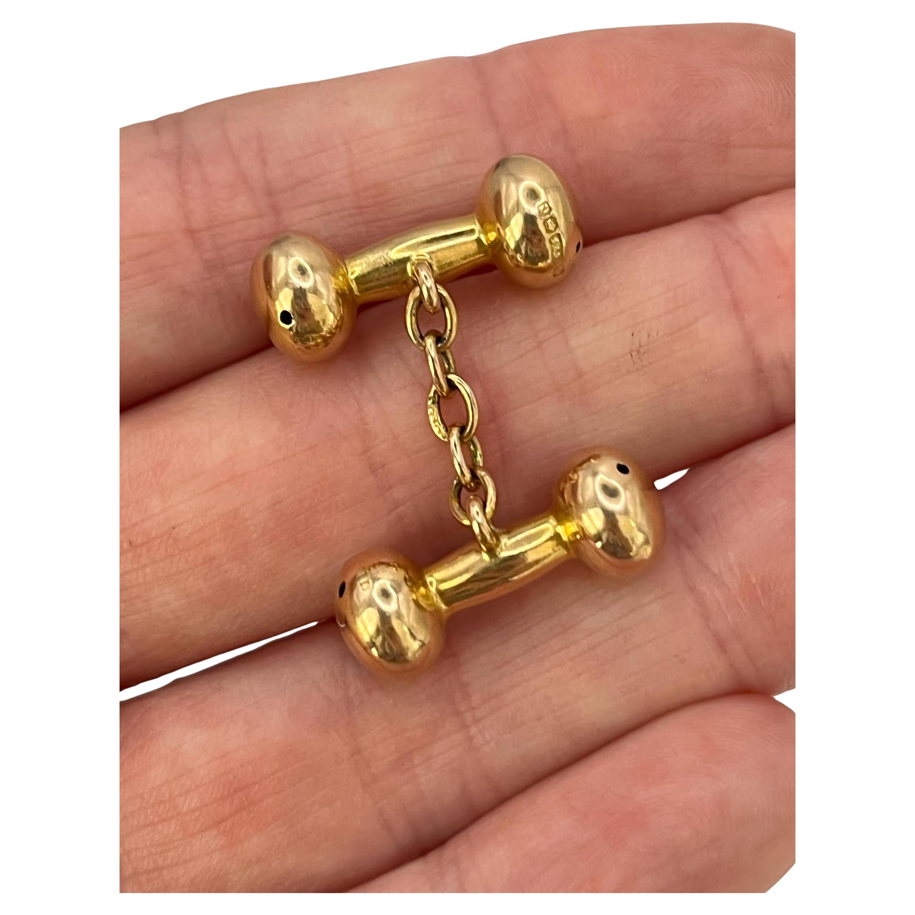 Antichi gemelli a manubrio in oro 15ct di epoca edoardiana, circa 1880 in vendita