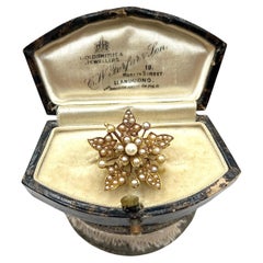 Antique 15ct Gold, Edwardian era Natural Seed Pearl Flower Pendant/Brooch