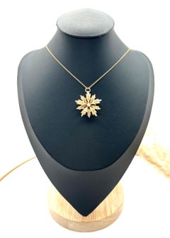 Antique 15ct Gold, Edwardian Natural Seed Pearl & Diamond Flower Pendant/Brooch