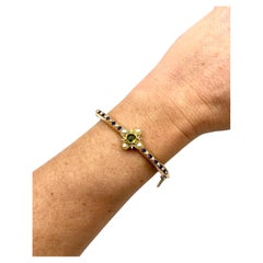 Antique 15ct Gold, Edwardian Peridot, Amethyst & Pearl Suffragette Bangle