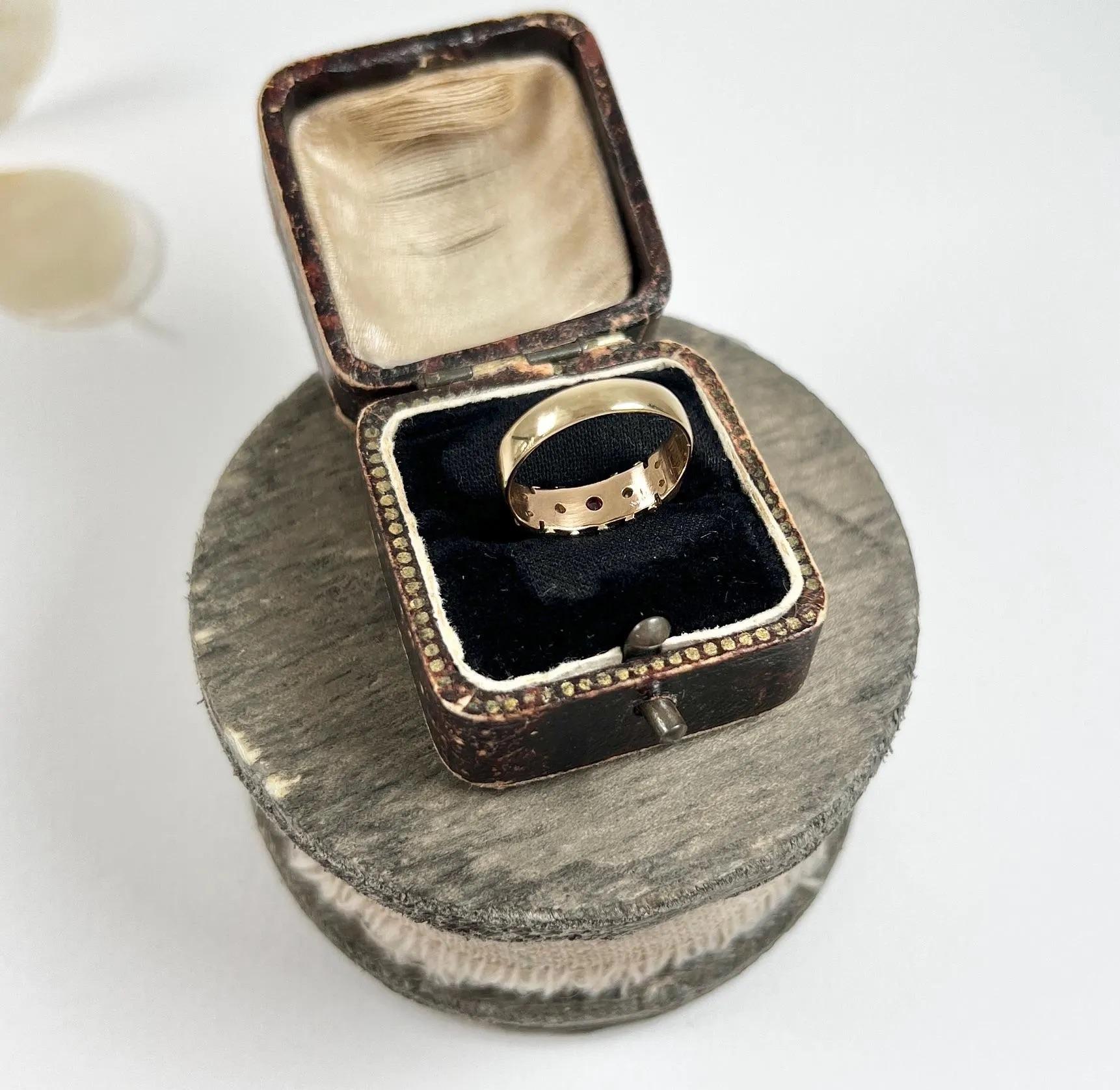 Antique 15ct Gold, Edwardian Ruby, Diamond & Pearl Band Ring 7