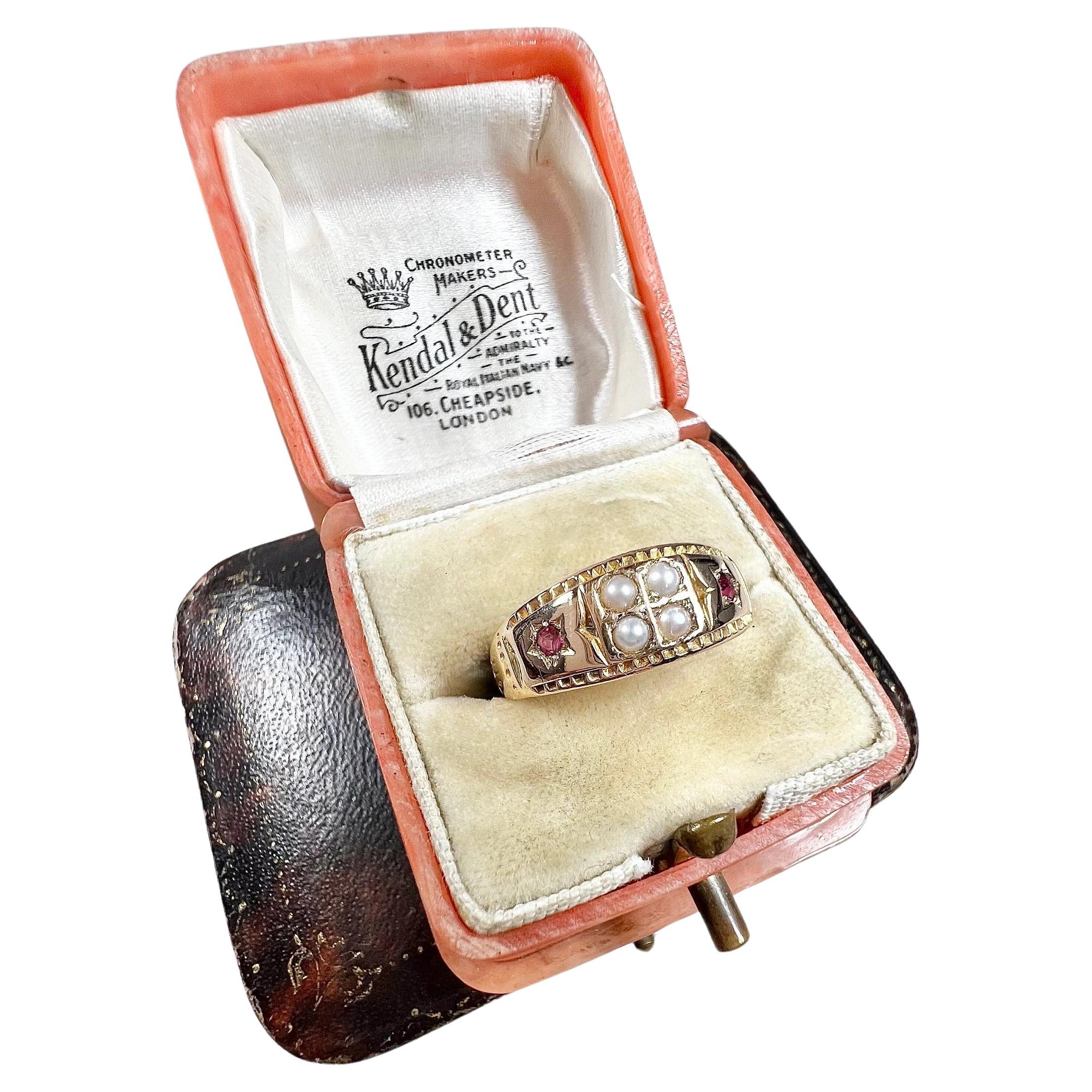 Antique 15ct Gold Edwardian Ruby & Seed Pearl Ring