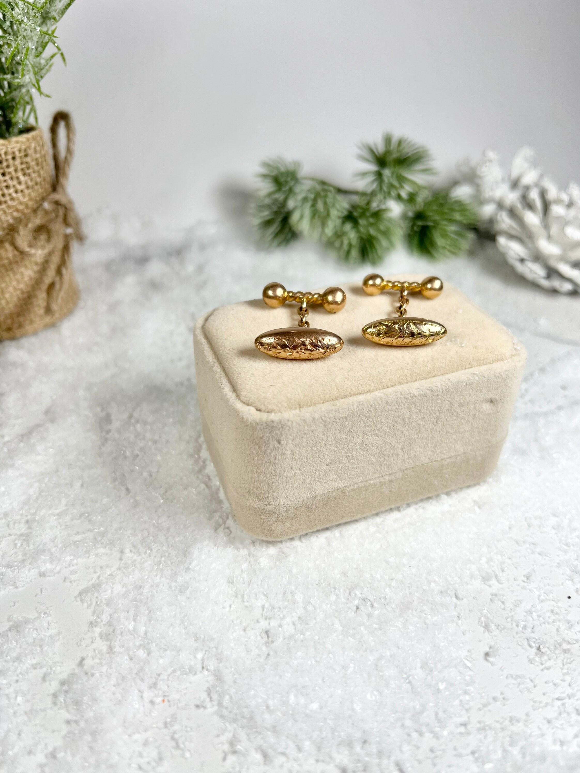 Antique 15ct Gold Edwardian Torpedo & Dumbbell Cufflinks In Good Condition For Sale In Brighton, GB