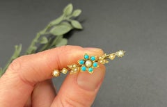 Antique 15ct Gold Edwardian Turquoise & Pearl Brooch