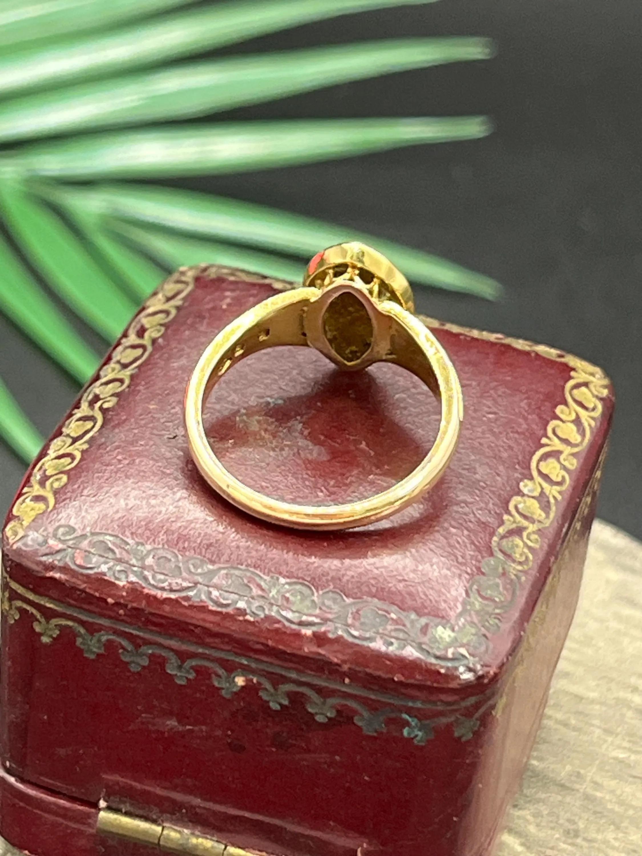 Anello antico in oro 15 ct edoardiano con turchese e perla marquise in vendita 5