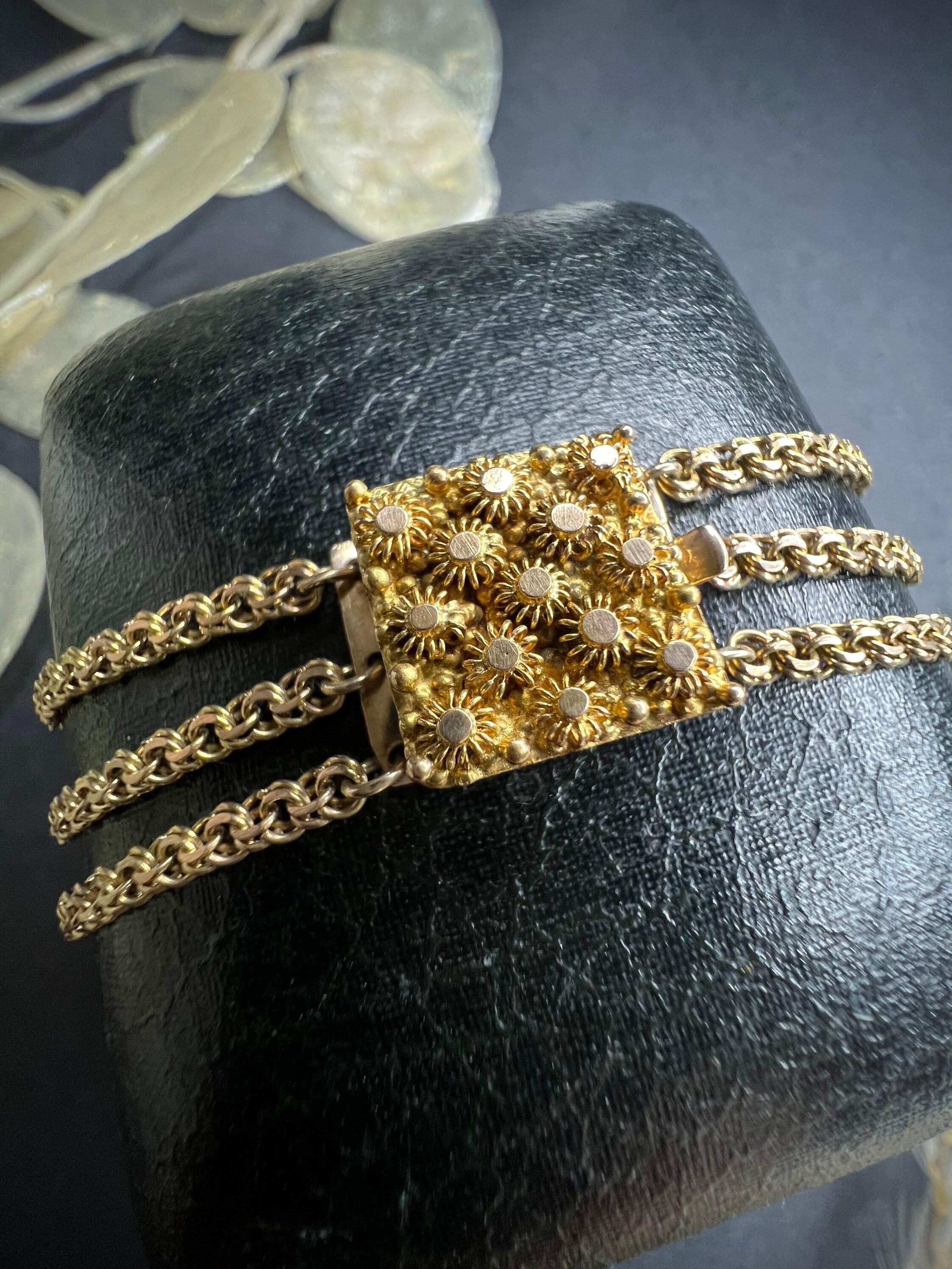 Antikes georgianisches Cantanile-Kettenarmband aus 15 Karat Gold für Damen oder Herren im Angebot