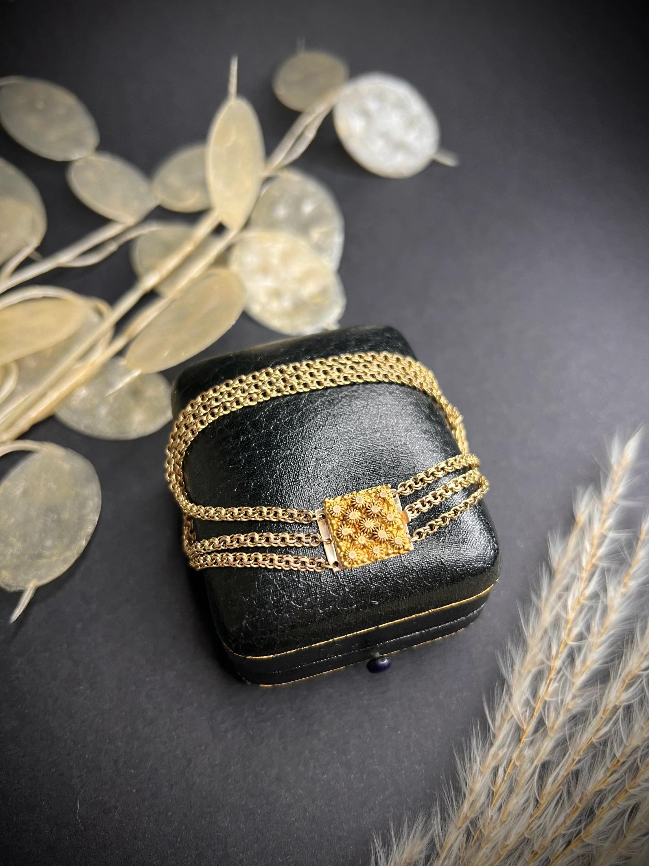 Antique 15ct Gold Georgian Cantanile Chain Bracelet For Sale 2