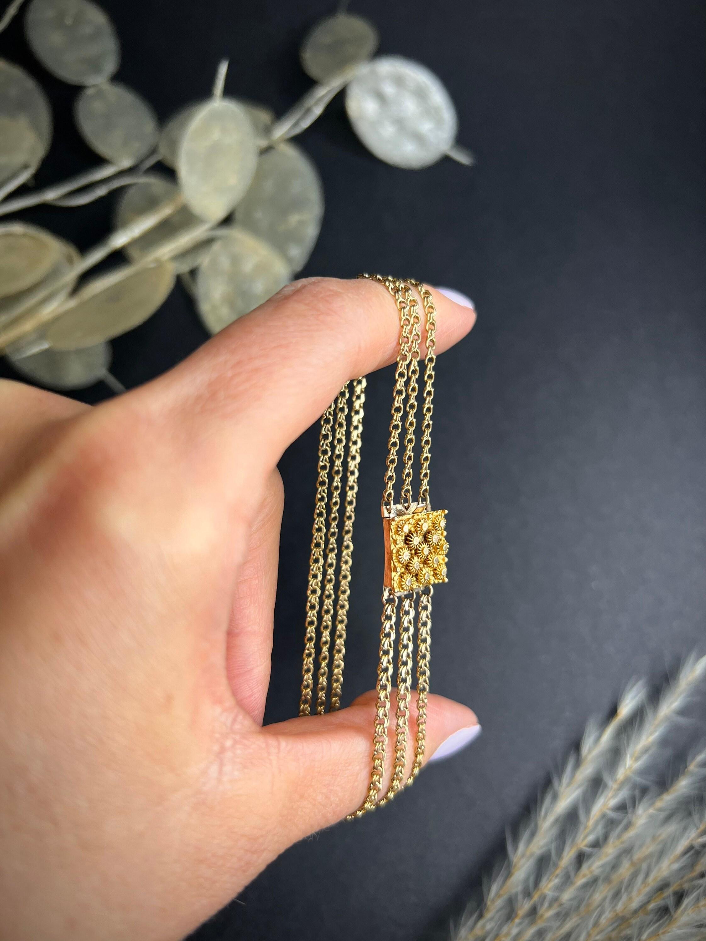 Antikes georgianisches Cantanile-Kettenarmband aus 15 Karat Gold im Angebot 2