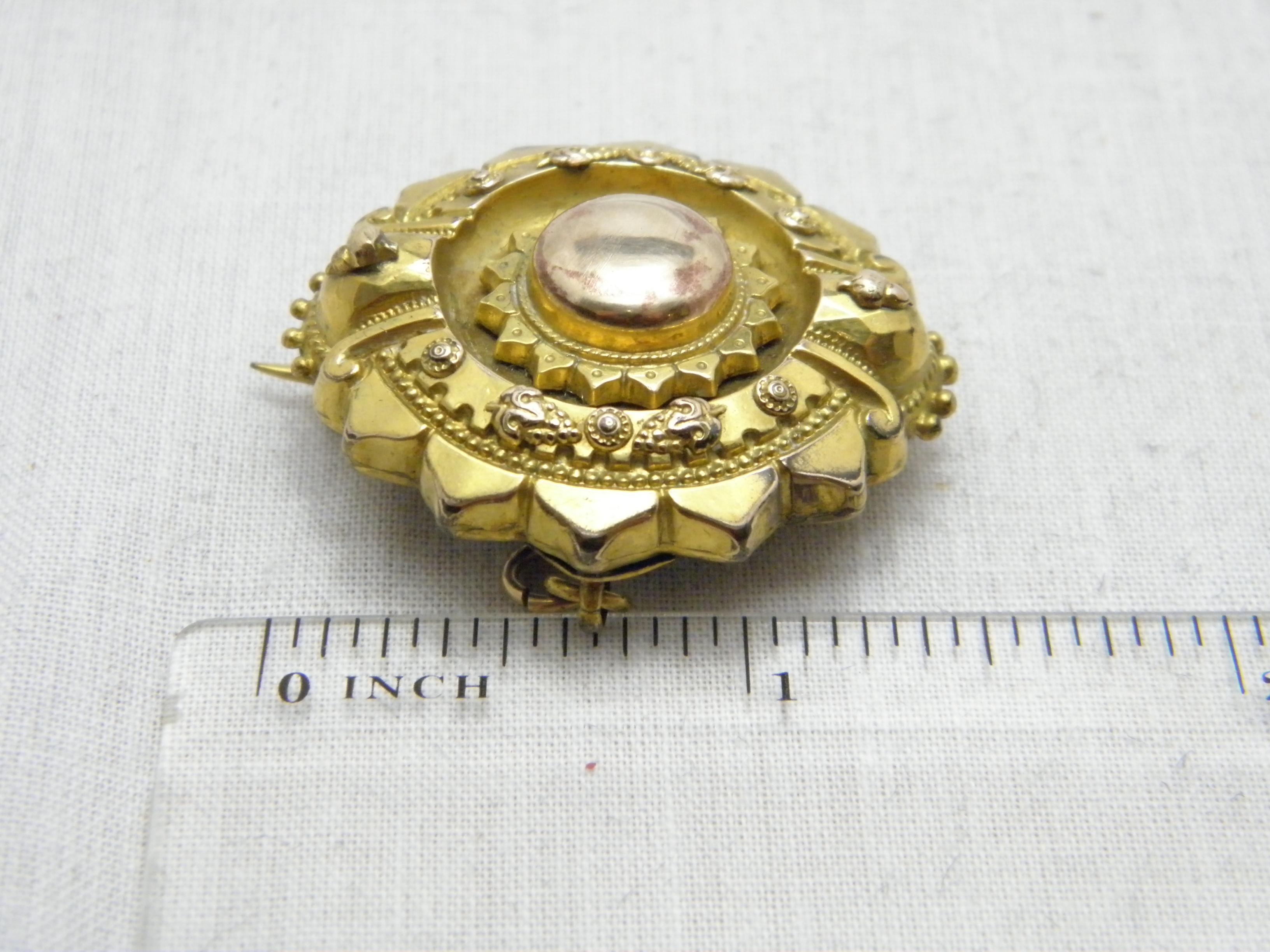 Antique 15ct Gold Locket Photo Target Brooch Pin c1810 Heavy 10g 625 Purity For Sale 6
