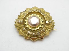 Antique 15ct Gold Locket Photo Target Brooch Pin c1810 Heavy 10g 625 Purity