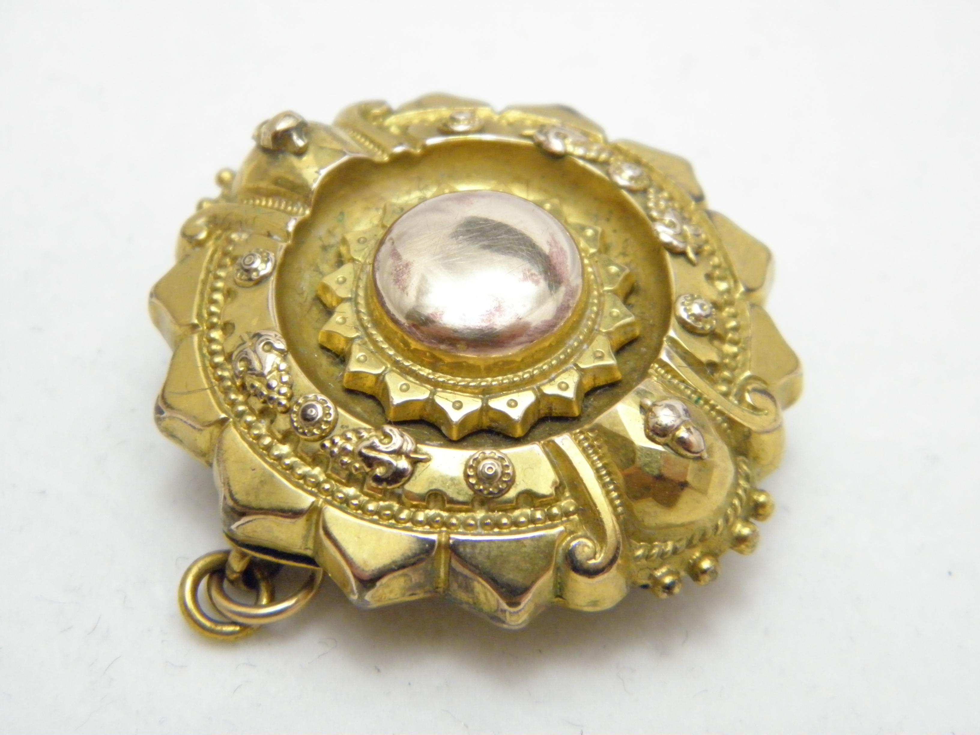 Antique 15ct Gold Locket Photo Target Brooch Pin c1810 Heavy 10g 625 Purity For Sale 1