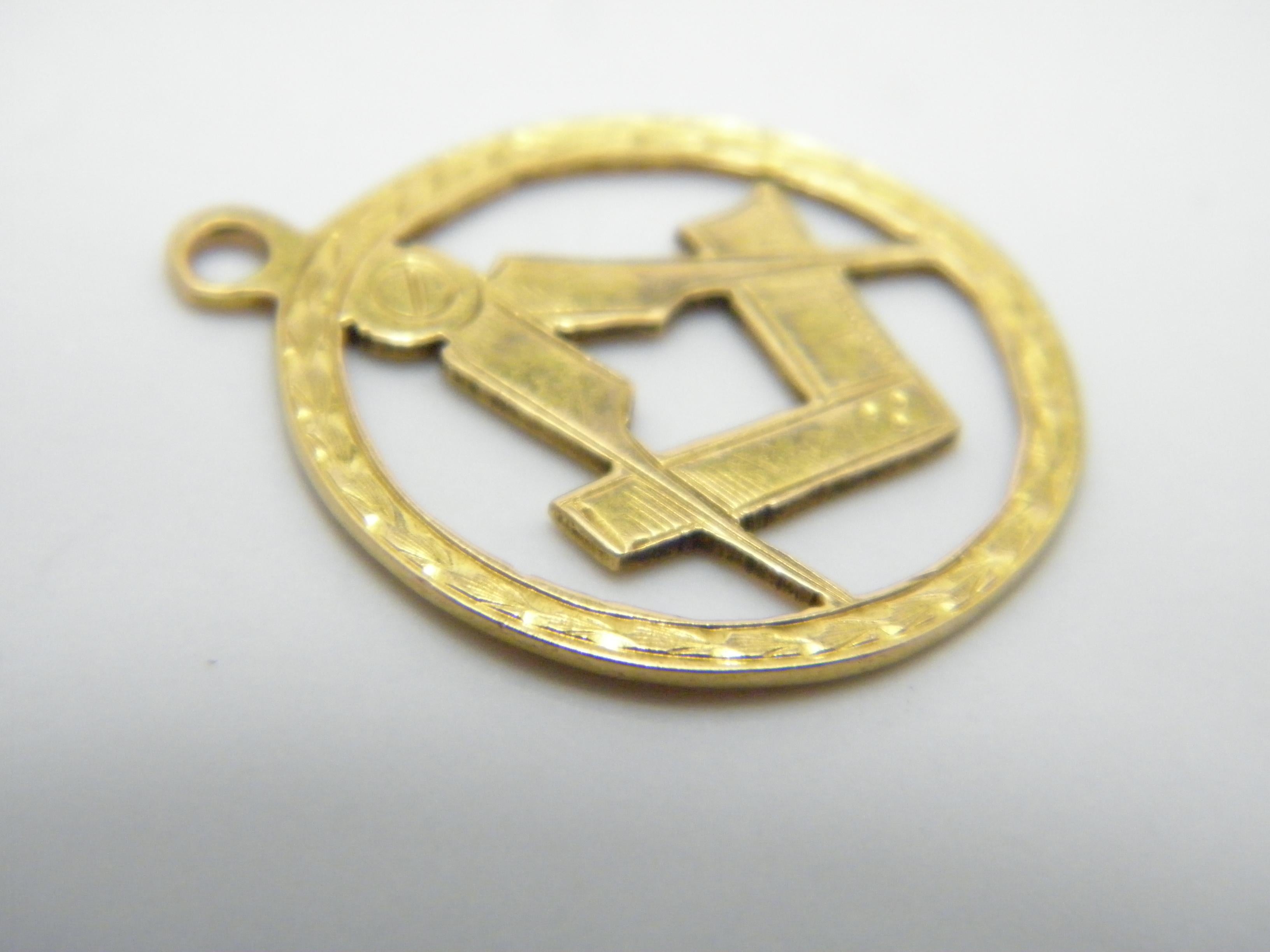 Women's or Men's Antique 15ct Gold Masonic Compasses Pendant Fob c1876 Rose 625 Purity Freemason For Sale