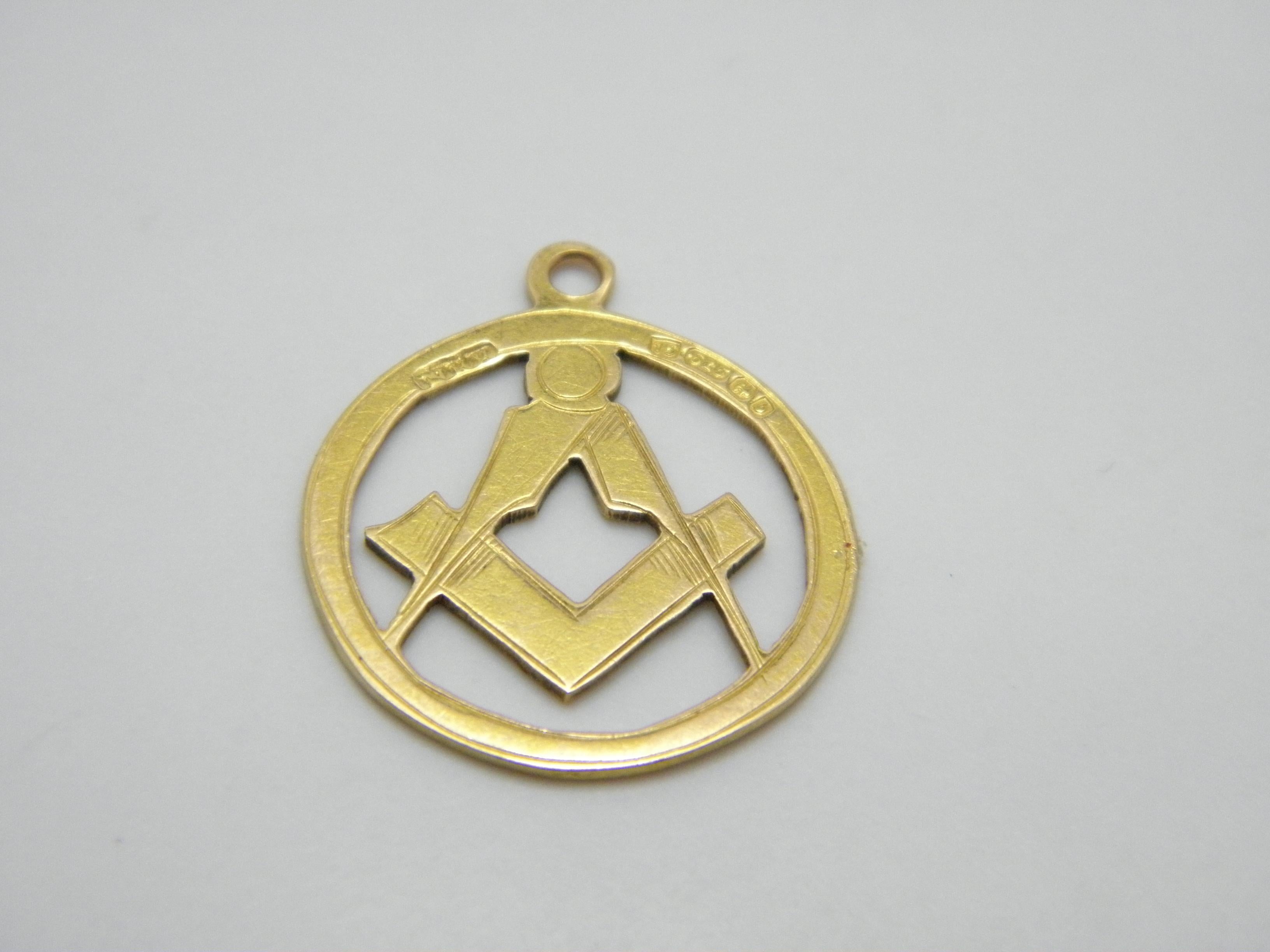 Antique 15ct Gold Masonic Compasses Pendant Fob c1876 Rose 625 Purity Freemason For Sale 1